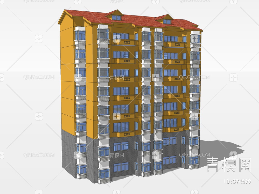 坡顶层住宅SU模型下载【ID:374599】
