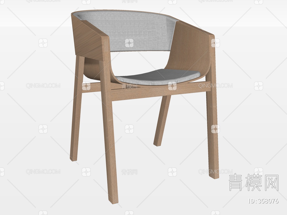 实木单椅SU模型下载【ID:358076】