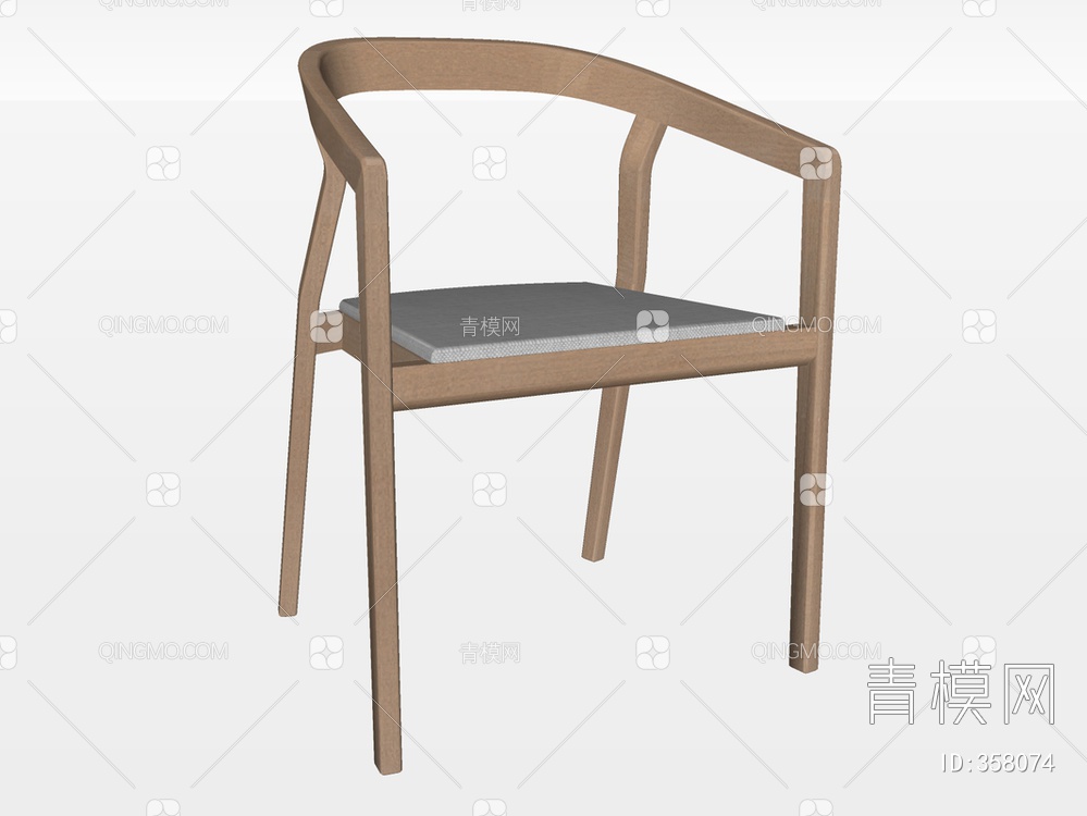 实木单椅SU模型下载【ID:358074】