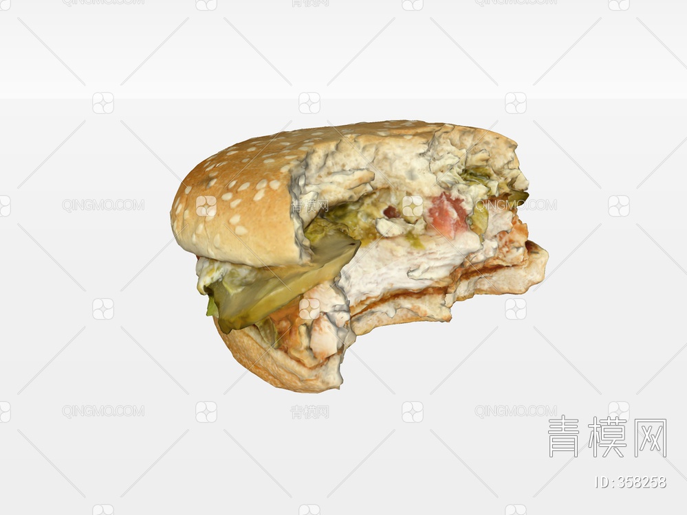 吃一半的汉堡SU模型下载【ID:358258】