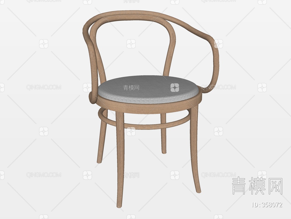 实木单椅SU模型下载【ID:358072】