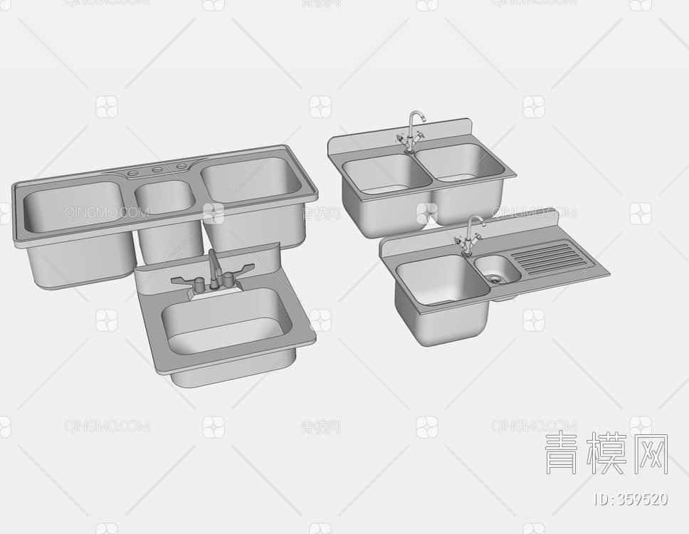 水槽洗菜盆组合SU模型下载【ID:359520】