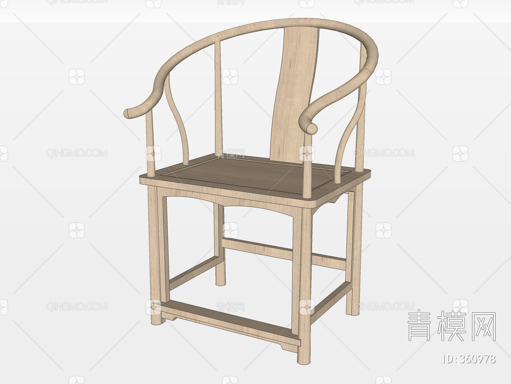 实木圈椅SU模型下载【ID:360978】