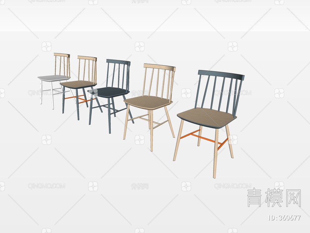 木纹单椅SU模型下载【ID:360677】