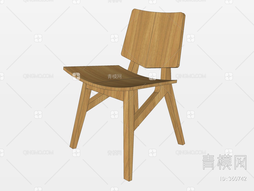 木纹单椅SU模型下载【ID:360742】