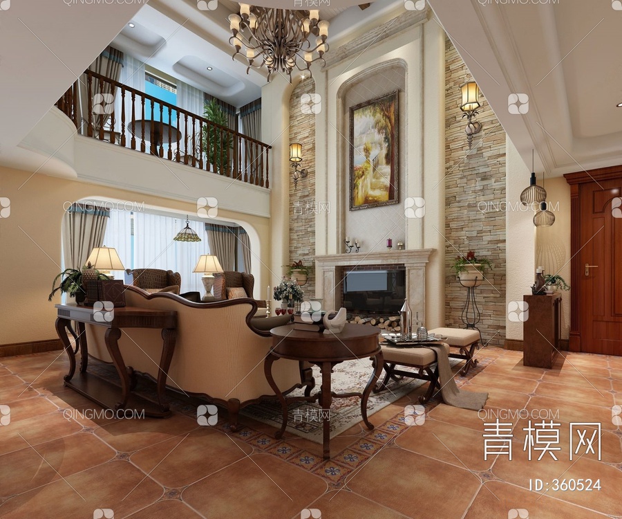 客厅沙发组合3D模型下载【ID:360524】