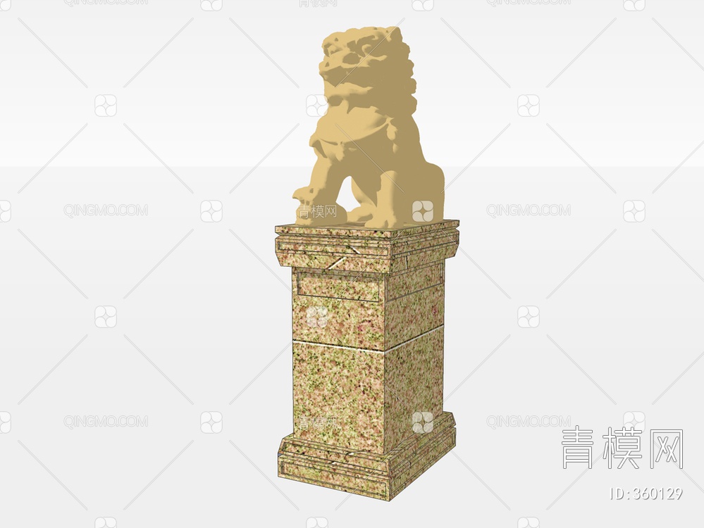 石狮雕塑SU模型下载【ID:360129】