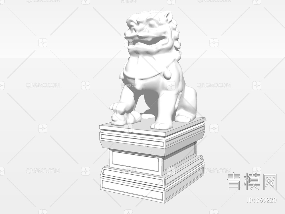 石狮雕塑SU模型下载【ID:360220】