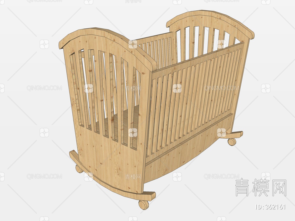 木纹婴儿床SU模型下载【ID:362161】