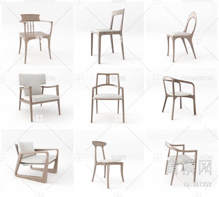 椅子组合3D模型下载【ID:361303】