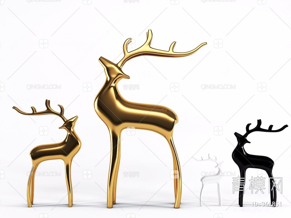 金属小鹿摆件3D模型下载【ID:361851】