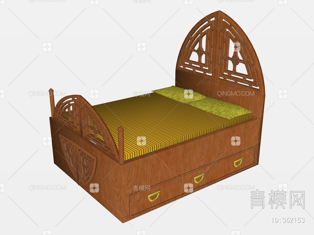 木纹儿童床SU模型下载【ID:362153】