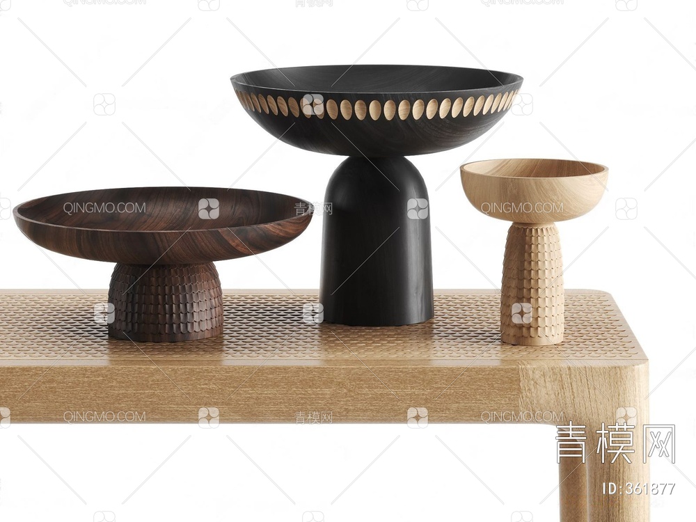 实木雕刻器皿3D模型下载【ID:361877】