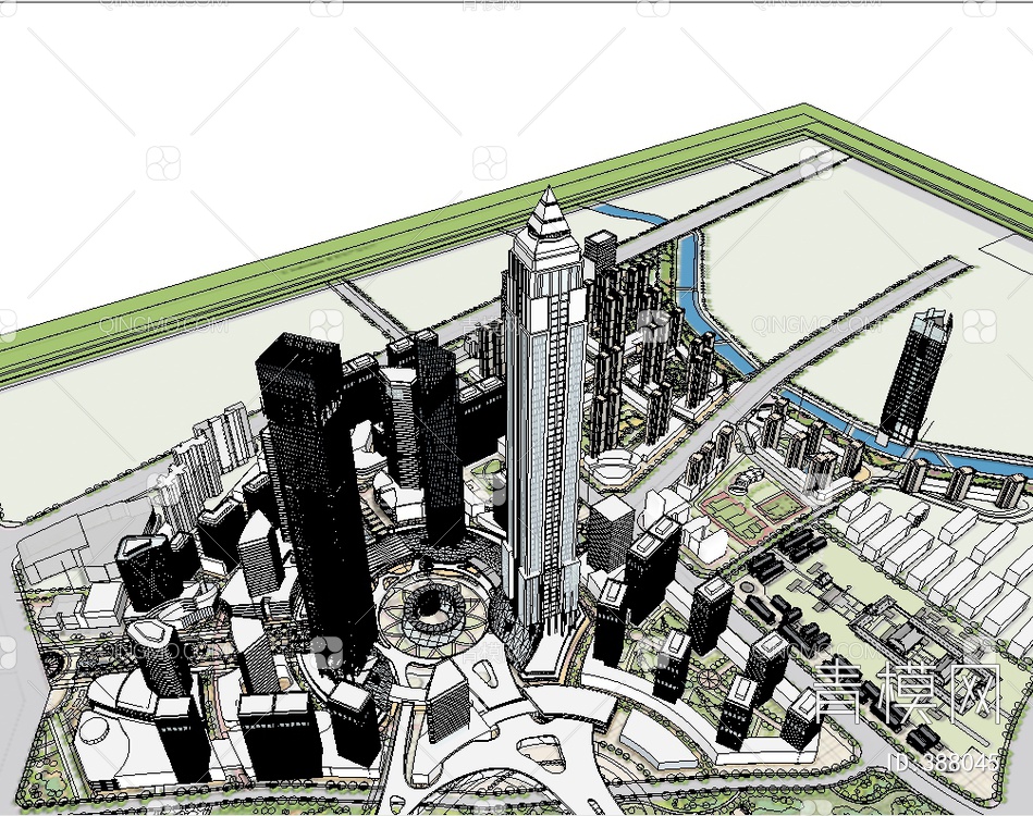 城市设计规划SU模型下载【ID:388045】