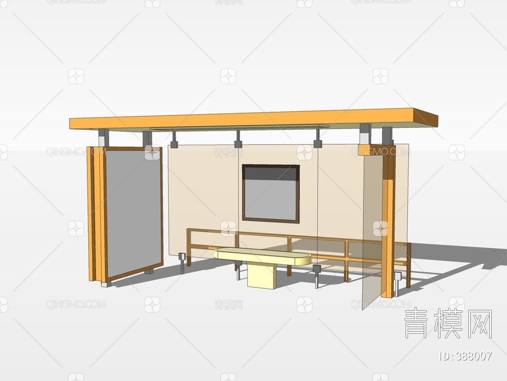 公交车站SU模型下载【ID:388007】