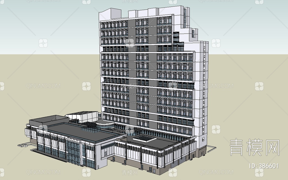 高层商业住宅楼SU模型下载【ID:386601】