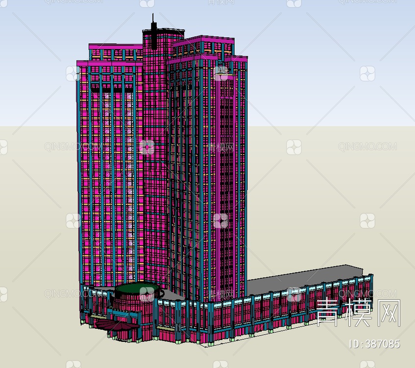 高层办公建筑大厦SU模型下载【ID:387085】