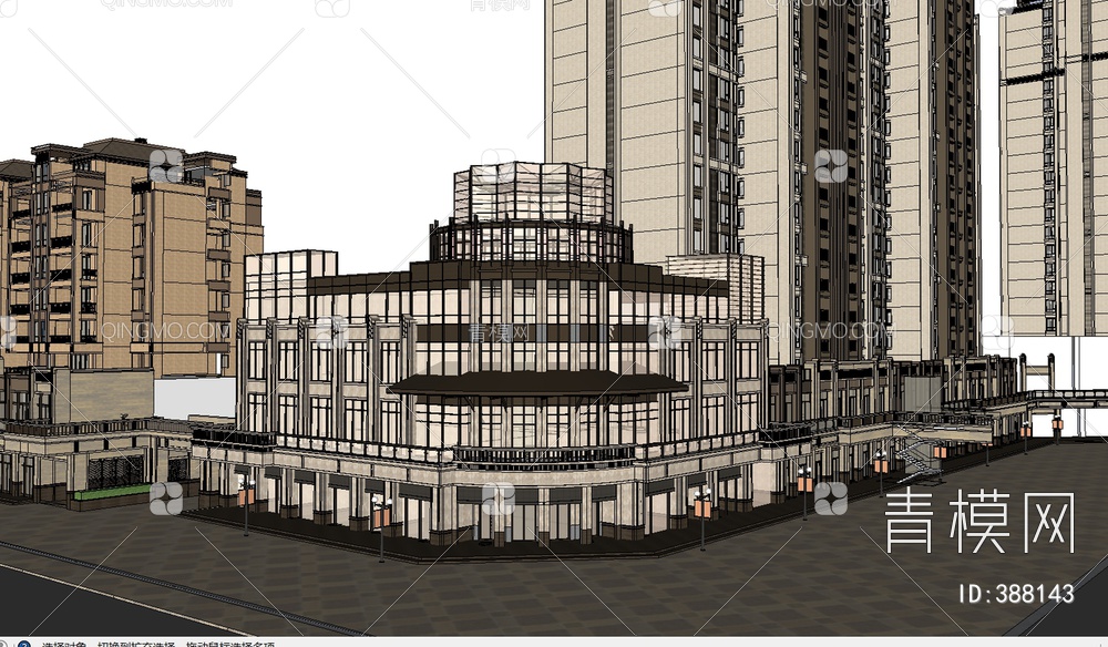 多层+高层+商业街SU模型下载【ID:388143】