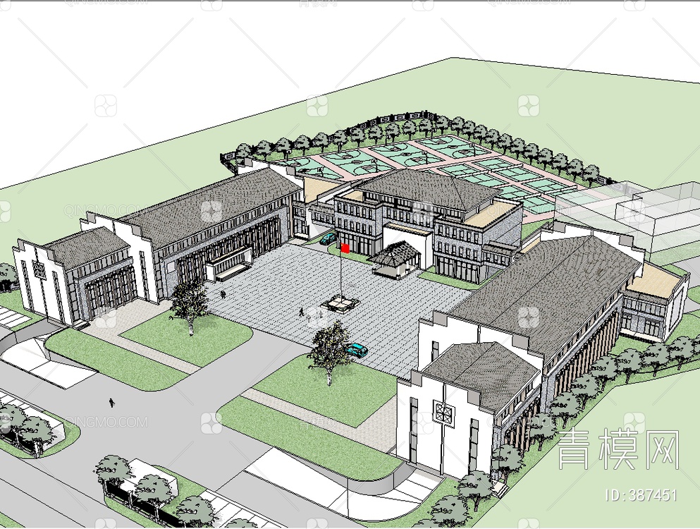 商业广场SU模型下载【ID:387451】