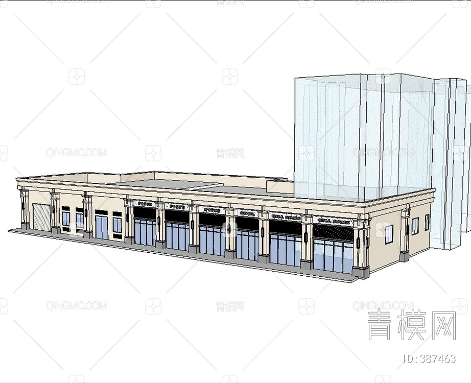 商业街SU模型下载【ID:387463】