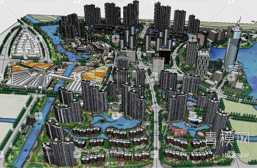 城市规划SU模型下载【ID:388039】