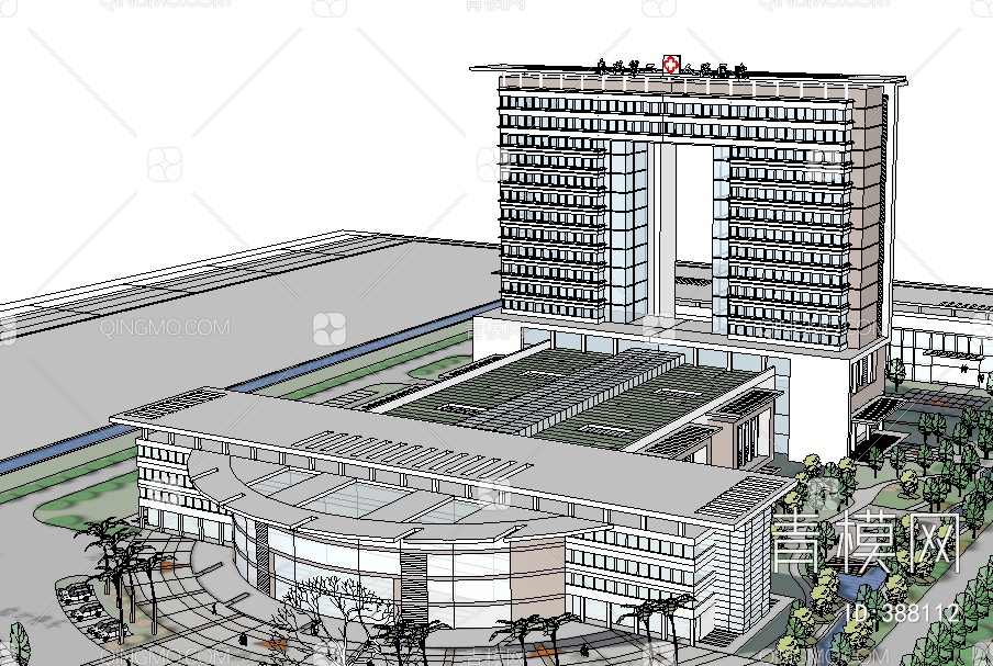 大型医院SU模型下载【ID:388112】