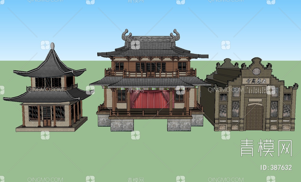 古建筑SU模型下载【ID:387632】