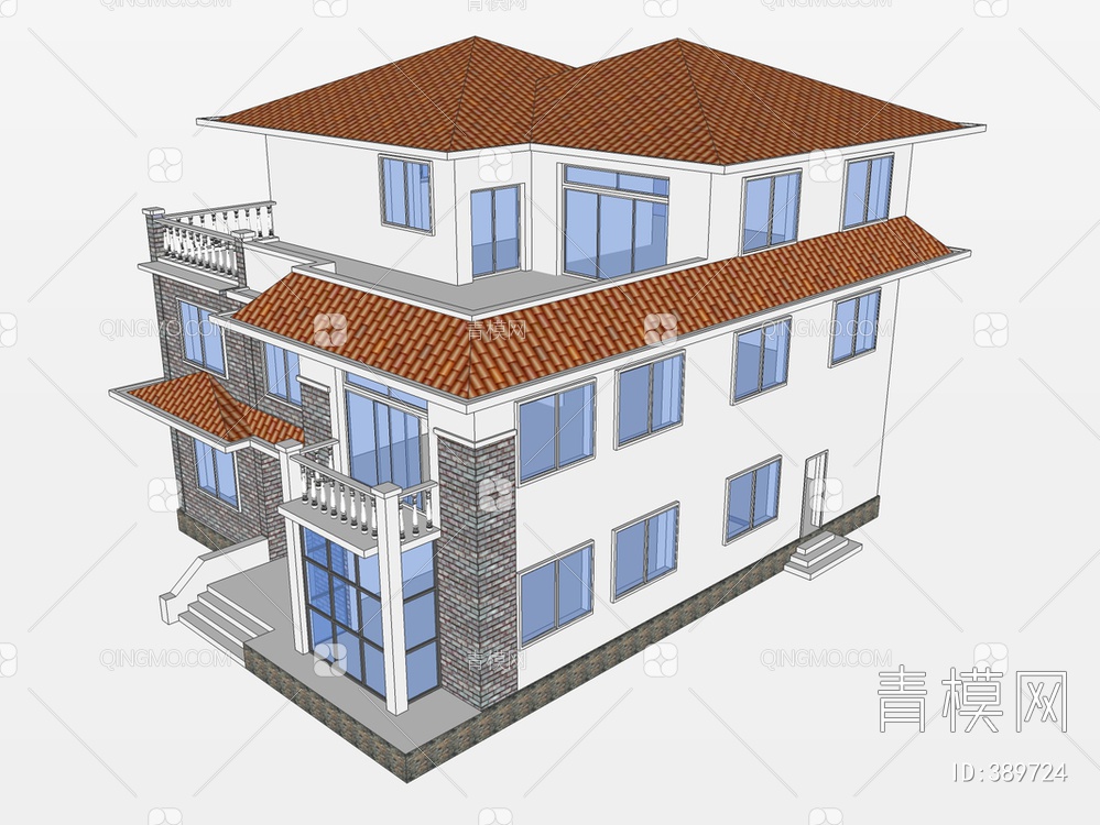 别墅SU模型下载【ID:389724】