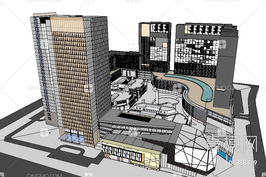 商业综合体大楼SU模型下载【ID:388479】