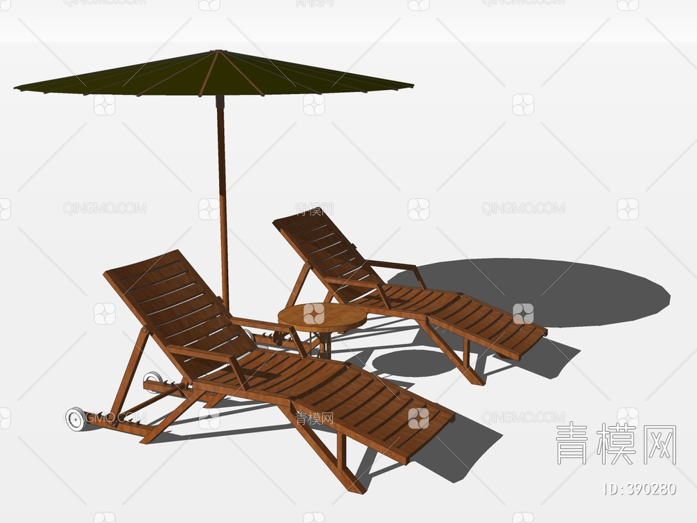 海滩躺椅SU模型下载【ID:390280】