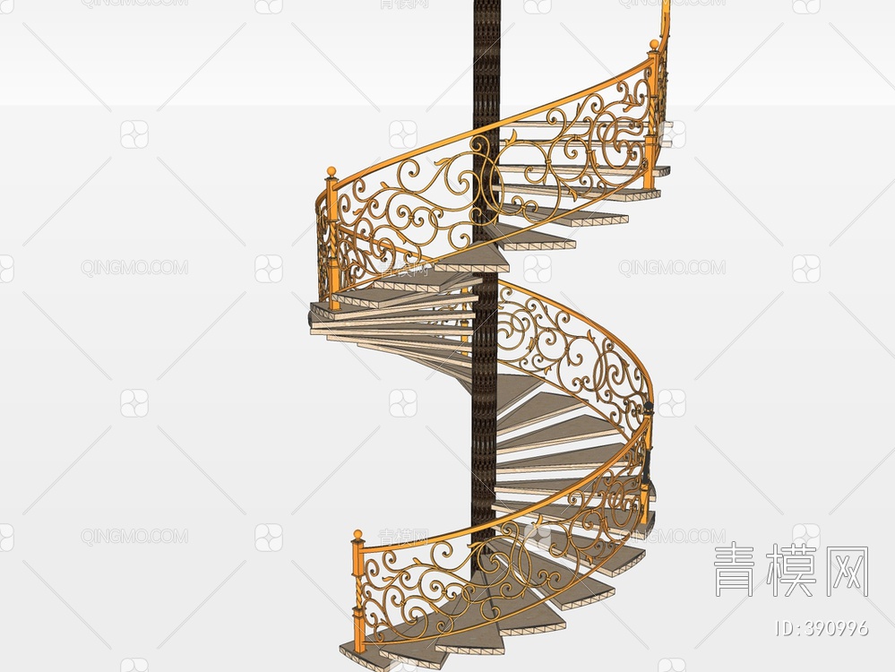 旋转楼梯SU模型下载【ID:390996】