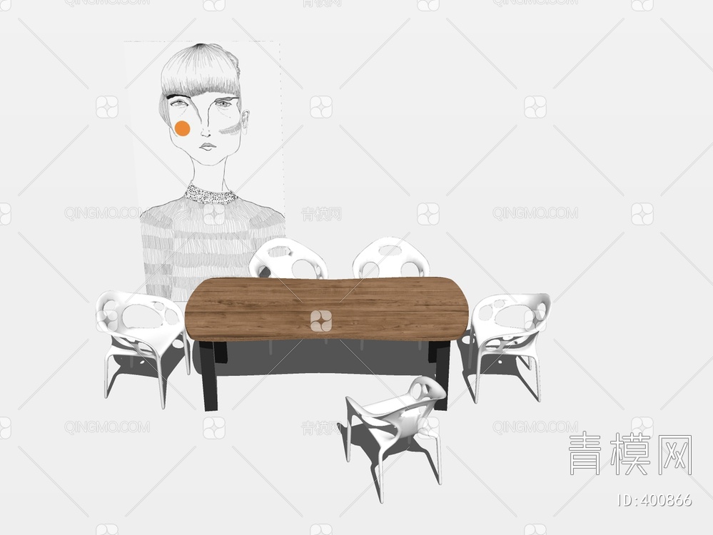 餐桌椅组合SU模型下载【ID:400866】