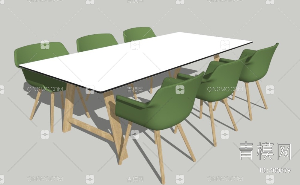 餐桌椅组合SU模型下载【ID:400879】