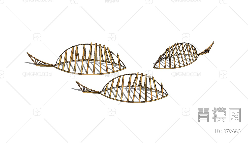 鱼抽象雕塑SU模型下载【ID:379685】