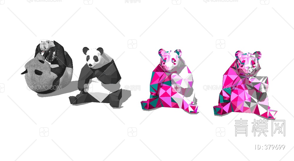 熊猫雕塑SU模型下载【ID:379699】