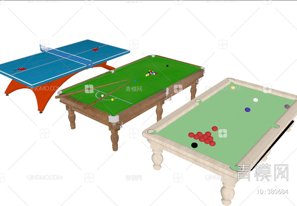 乒乓球桌桌球桌SU模型下载【ID:380684】
