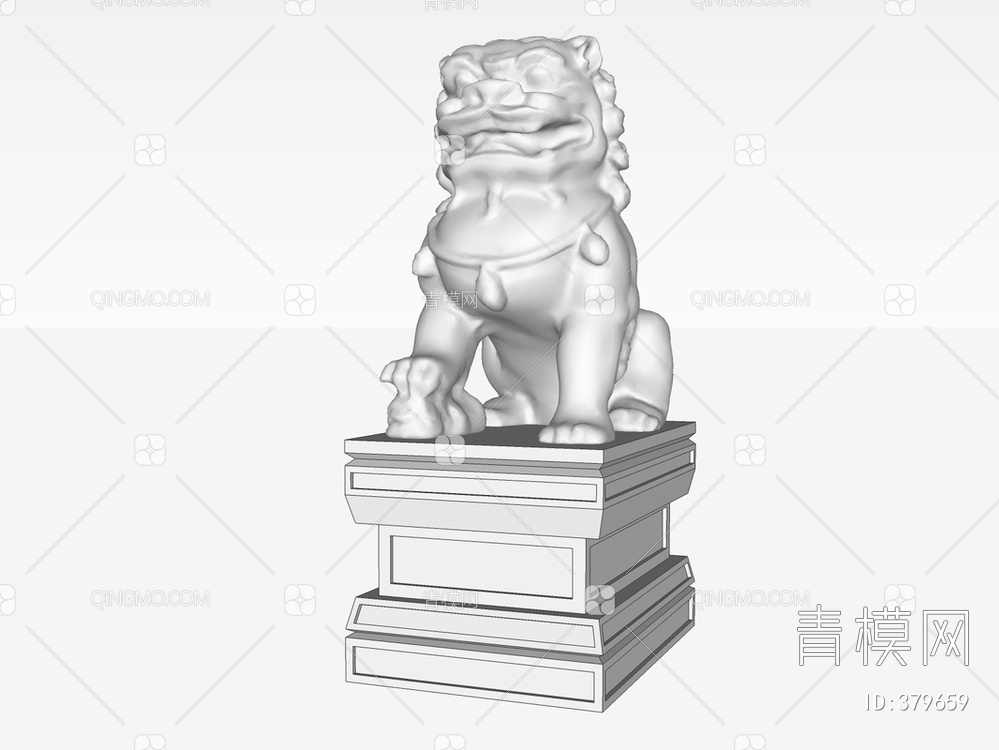 石狮雕塑SU模型下载【ID:379659】