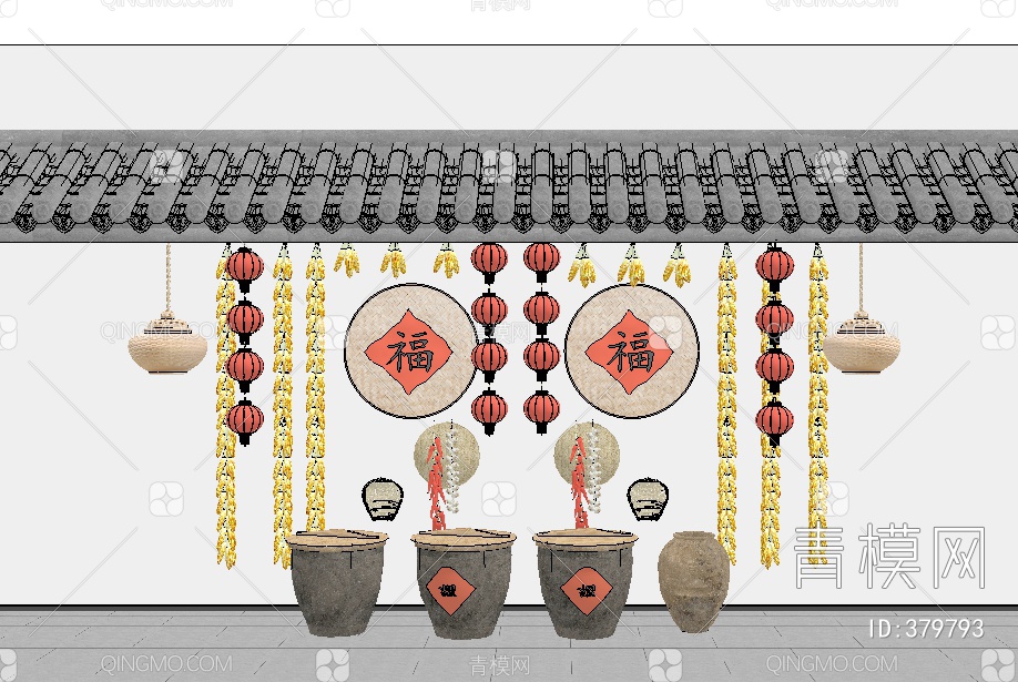 农家摆件SU模型下载【ID:379793】