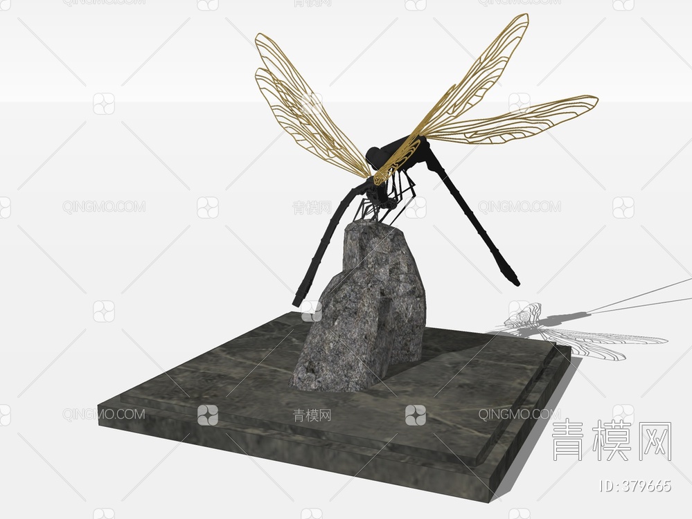 蜻蜓雕塑SU模型下载【ID:379665】