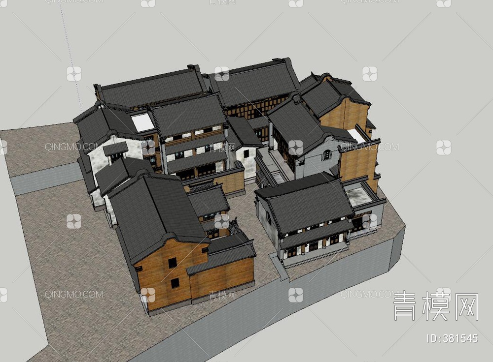 仿古建筑SU模型下载【ID:381545】