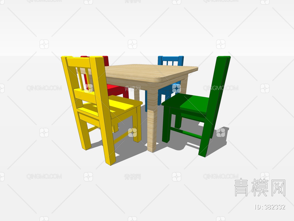 儿童桌椅SU模型下载【ID:382332】