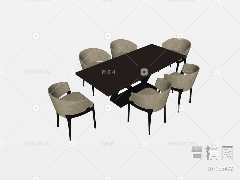 餐桌椅SU模型下载【ID:382472】