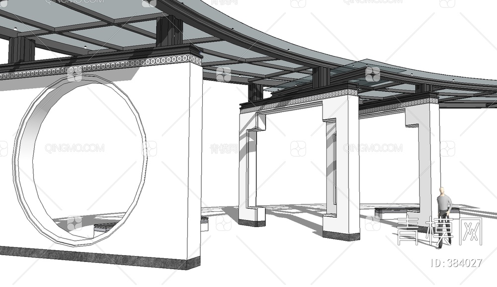 亭子廊架SU模型下载【ID:384027】