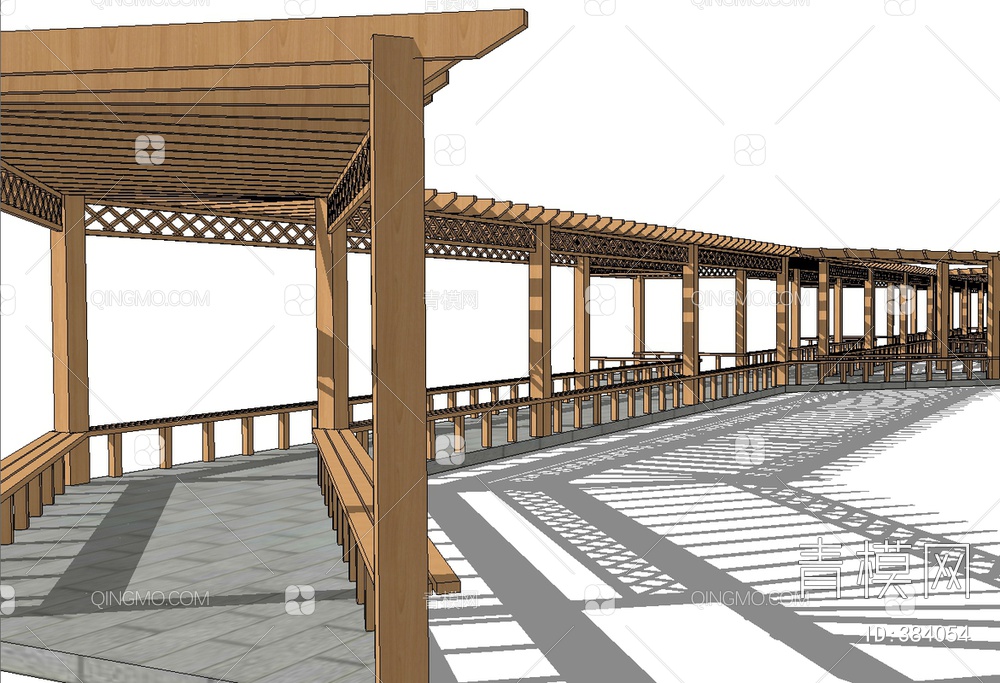 长廊连廊SU模型下载【ID:384054】