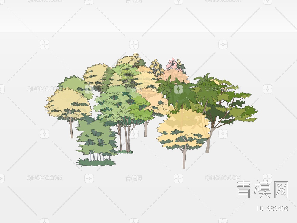 树木组合SU模型下载【ID:383403】