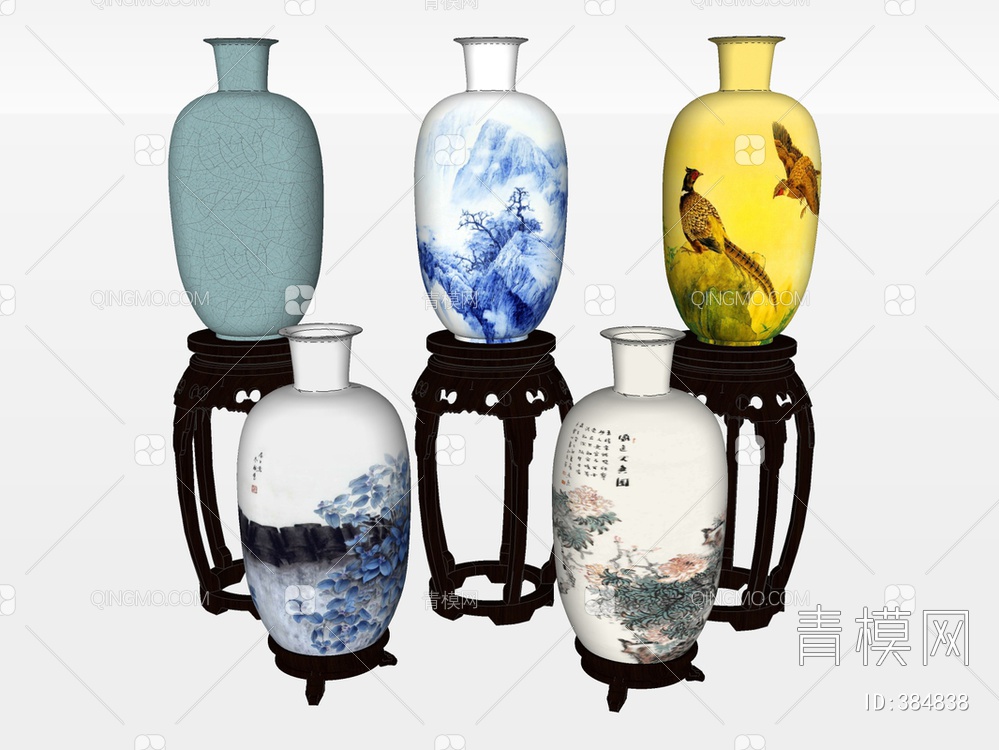 陶瓷花瓶SU模型下载【ID:384838】
