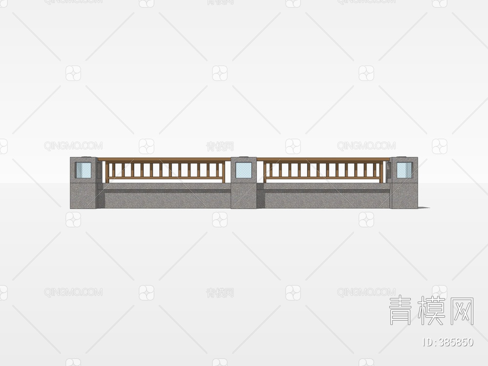 石头栏杆SU模型下载【ID:385850】