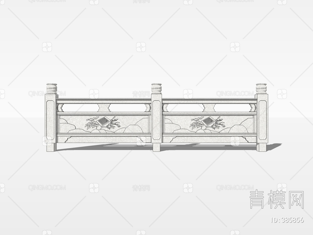 石头栏杆SU模型下载【ID:385856】