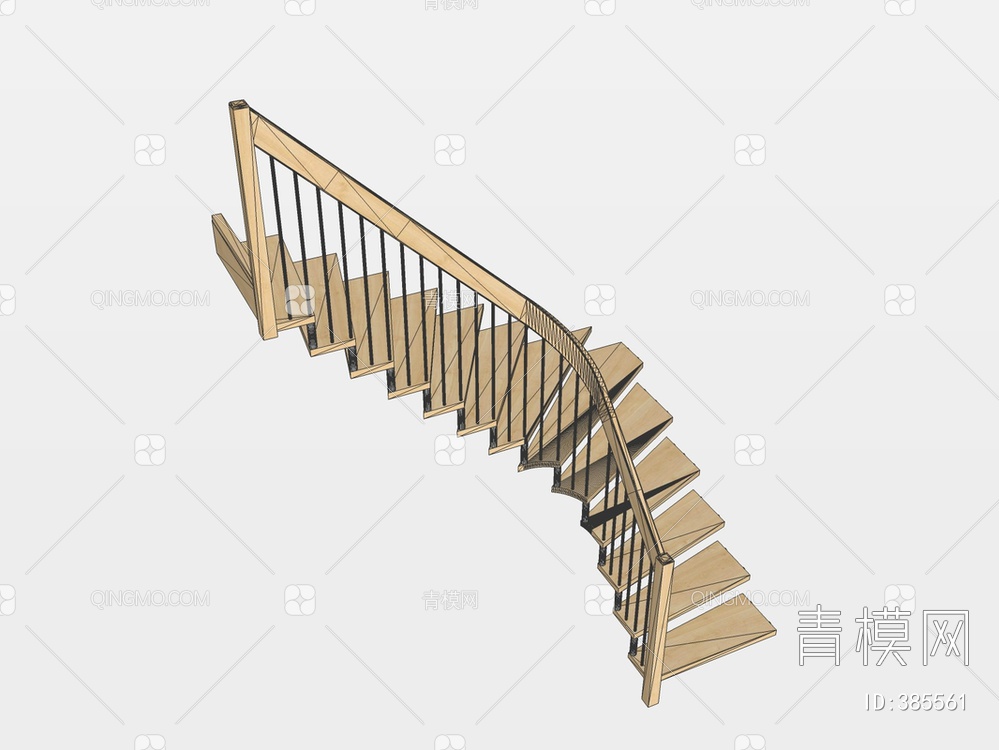 实木楼梯SU模型下载【ID:385561】