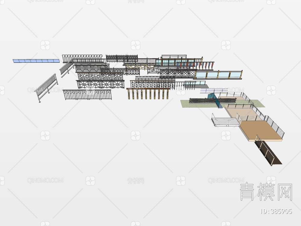 栏杆组合SU模型下载【ID:385905】